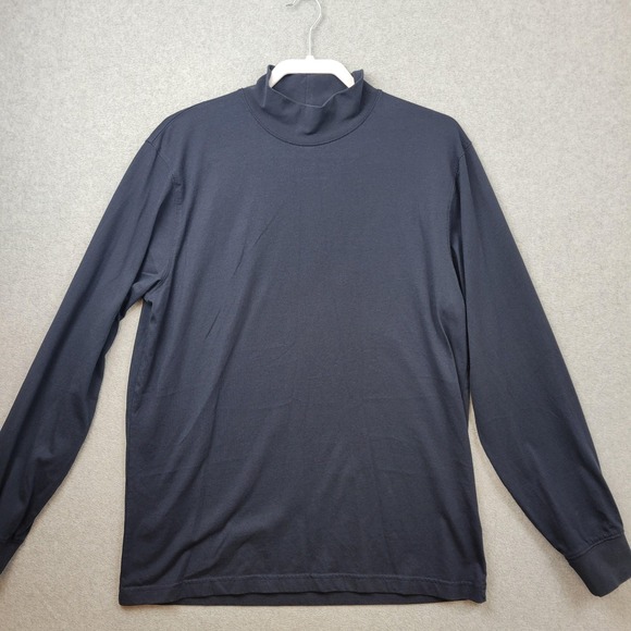L.L.Bean Shirt Mens Medium Navy Mock Turtleneck Long Sleeve Traditional Fit - Picture 1 of 11